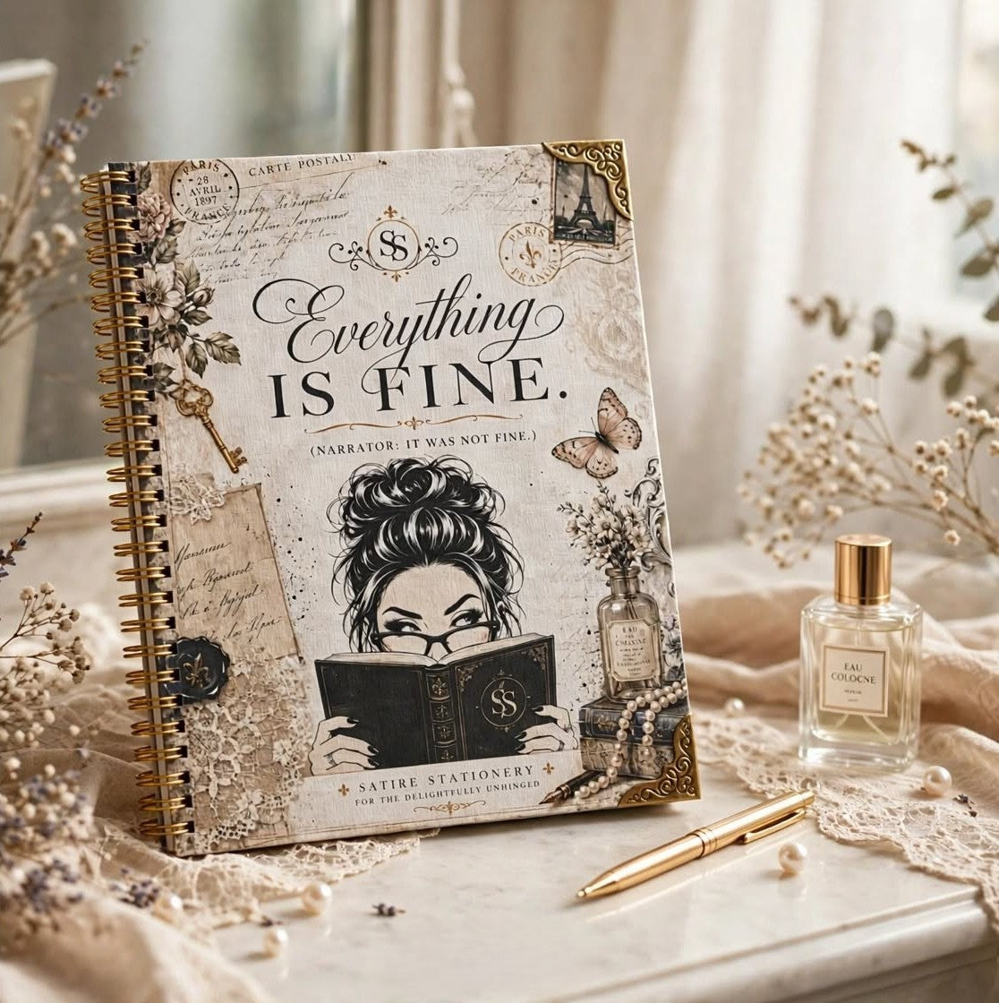 Everything Is Fine vintage notebook cover detail
