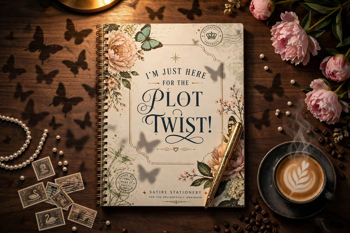 Plot Twist vintage floral notebook cover detail