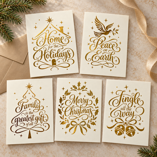 Good Tidings. Terms Apply. — 5 Piece Handmade Christmas Card Collection
